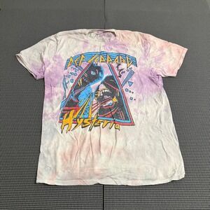 Def Leppard Hysteria Tie Dye Graphic T-Shirt Mens Large Purple Pink Rock Band T‎